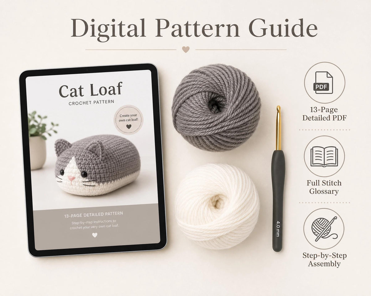 Crochet Cat Loaf Amigurumi Pattern | Grey Tabby Kitten PDF (Instant Download)