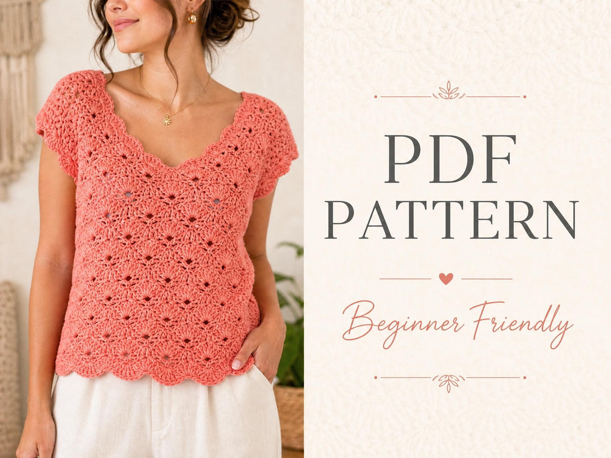 Crochet Bikini Crop Top Pattern | Shell Stitch Halter PDF (Beginner Friendly)