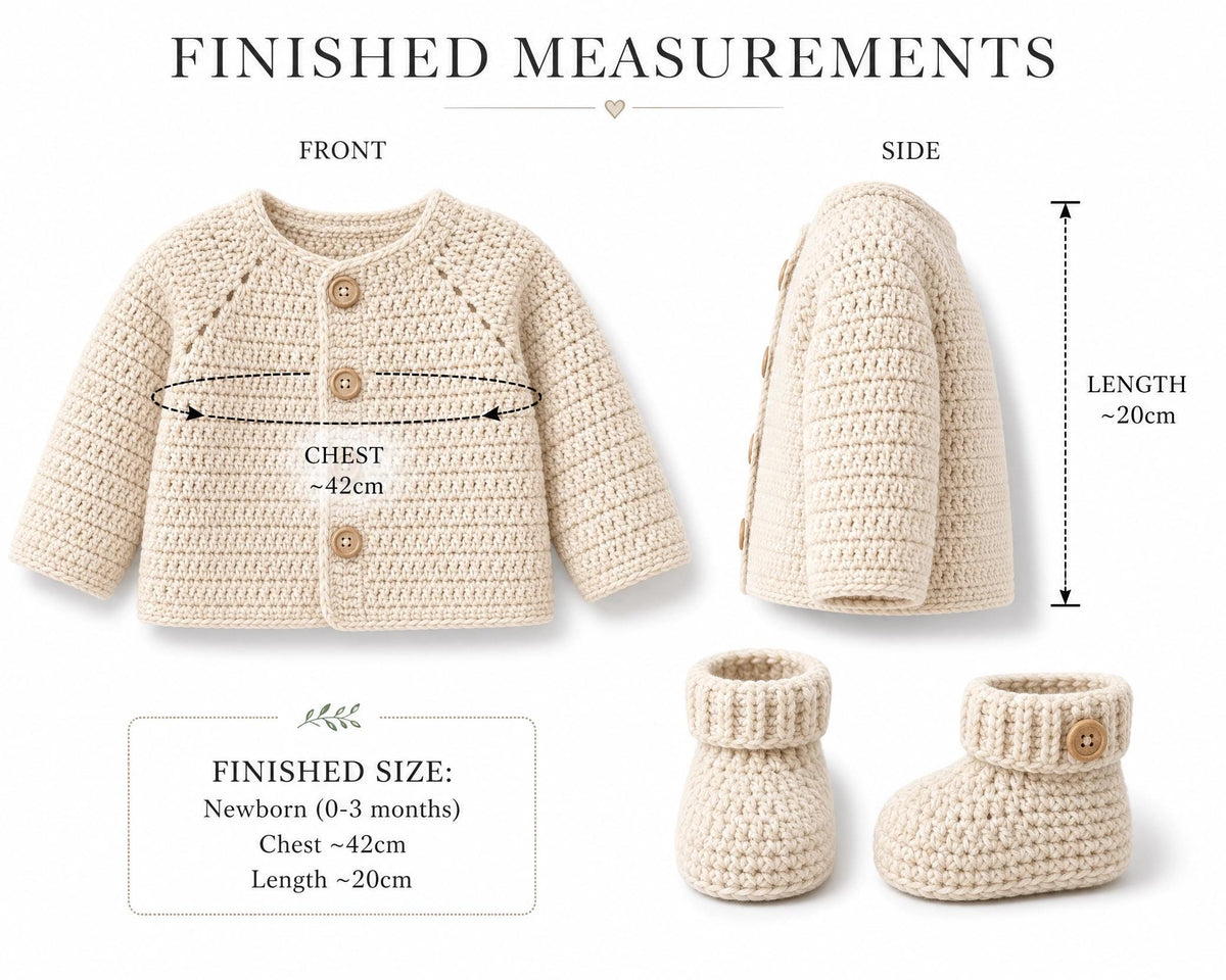 Beginner Crochet Baby Cardigan & Booties Pattern | Cherry Blossom Sweater Set (PDF Download)