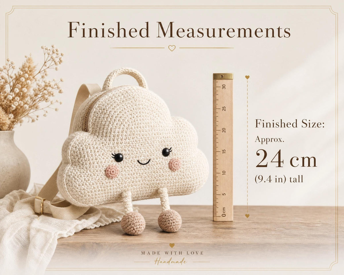 Crochet Cloud Backpack Pattern, Amigurumi Rainbow Bag PDF, Kids Rucksack Tutorial (Digital Download)