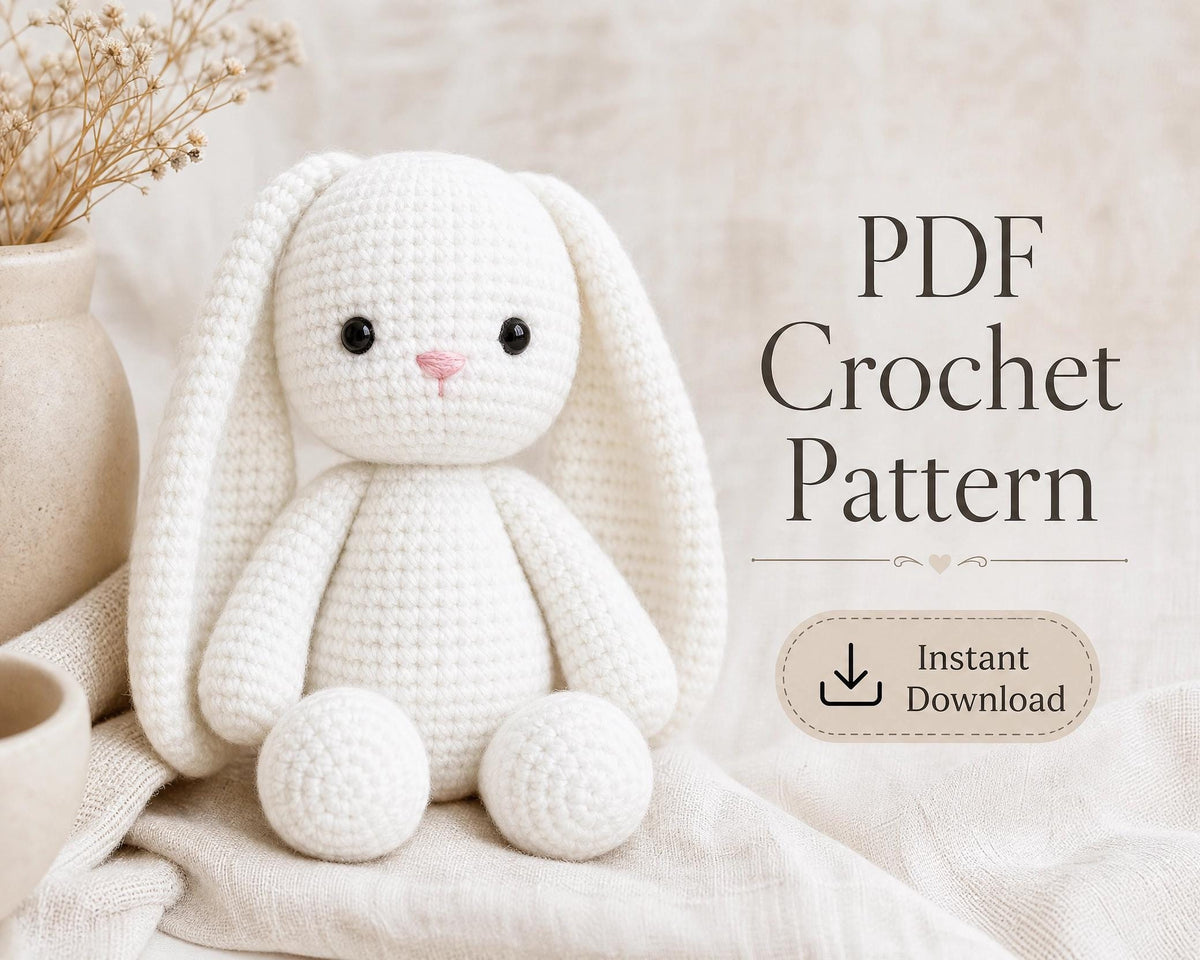 Floppy Eared Bunny Crochet Pattern - Beginner Amigurumi PDF - Instant Download Toy Animal Pattern
