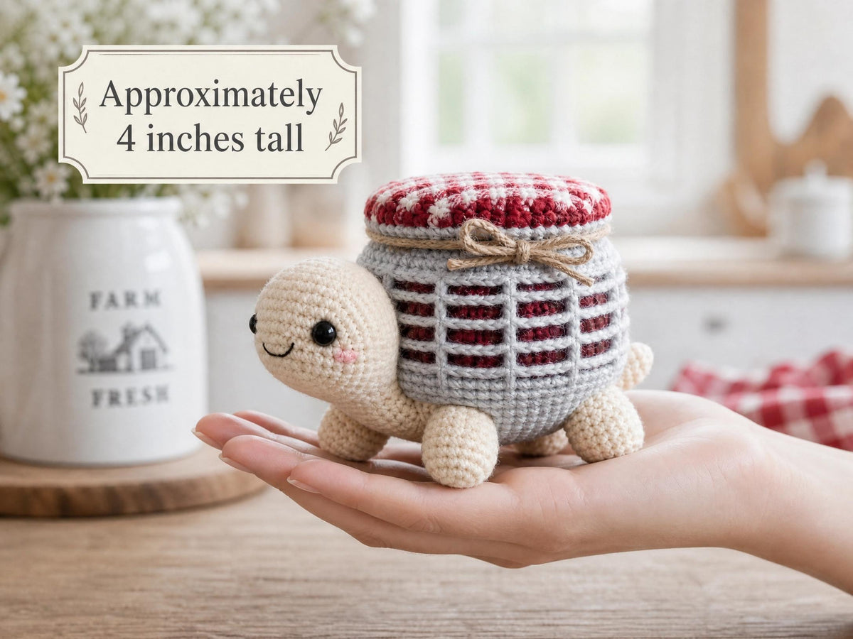 Amigurumi Turtle Crochet Pattern – Jam Jar Design, Beginner Friendly PDF (Digital Download)