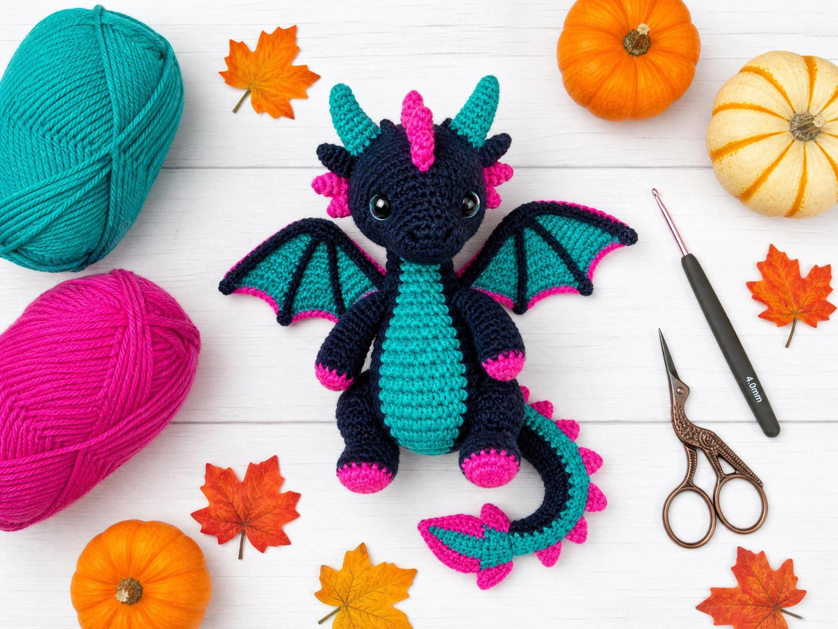Neon Glow Dragon Crochet Pattern | Ultra-Easy Amigurumi Tutorial (PDF Download)