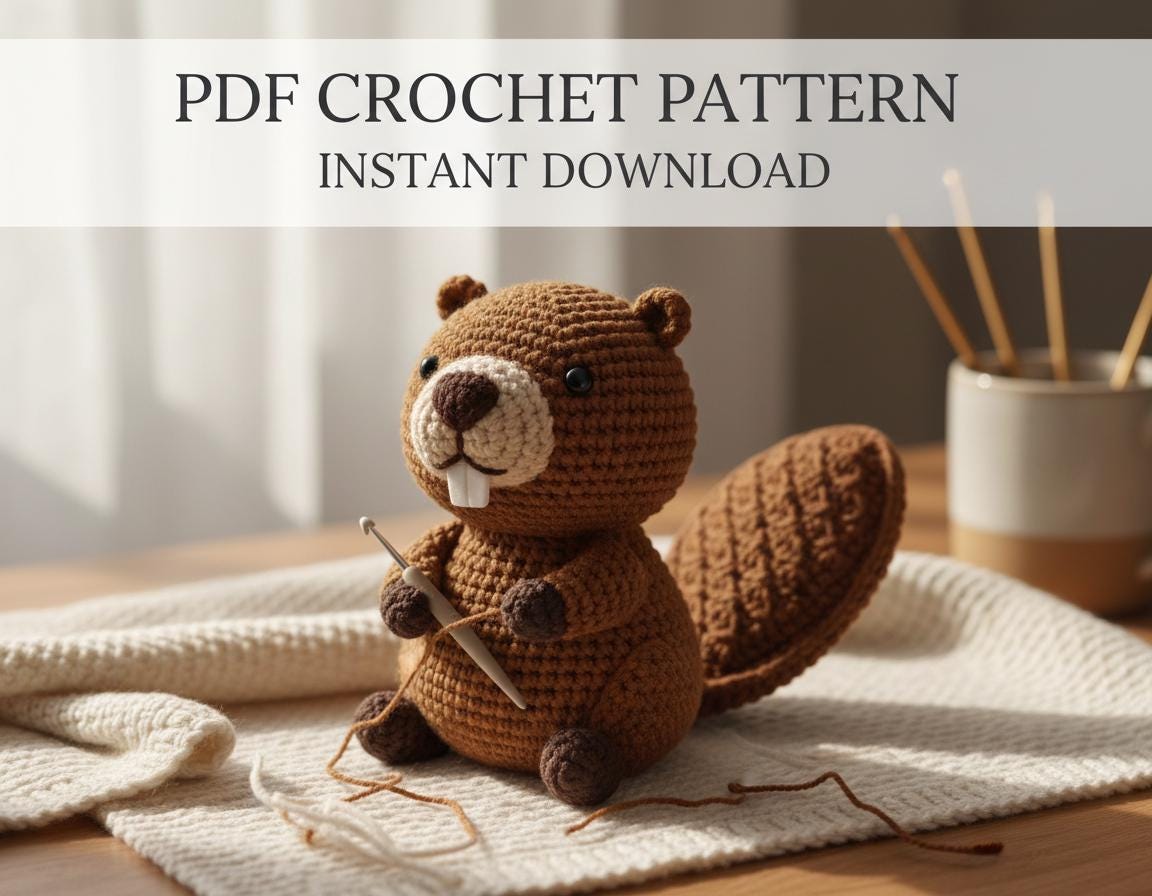Bramble the Beaver Amigurumi Crochet Pattern PDF | Woodland Stuffed Animal Toy | Intermediate Instant Download