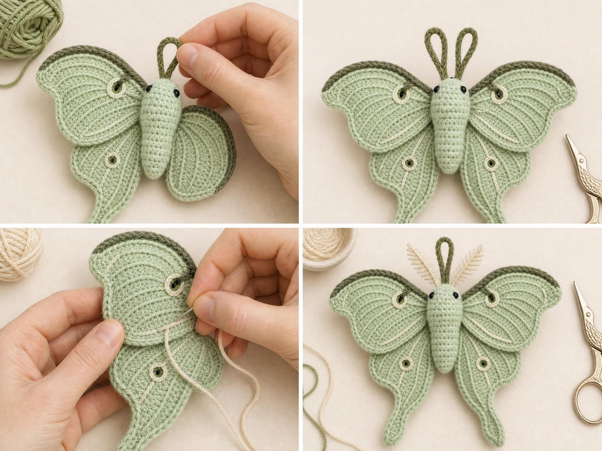 Crochet Butterfly Plush Pattern: Beginner Crochet PDF, Luna Moth Amigurumi