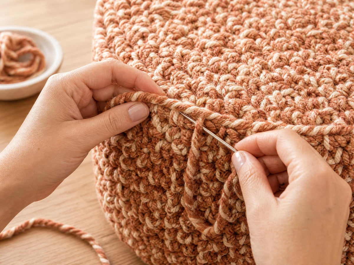 Terracotta Cloud Floor Pouf Crochet Pattern | Beginner Bouclé Home Decor (PDF Download)