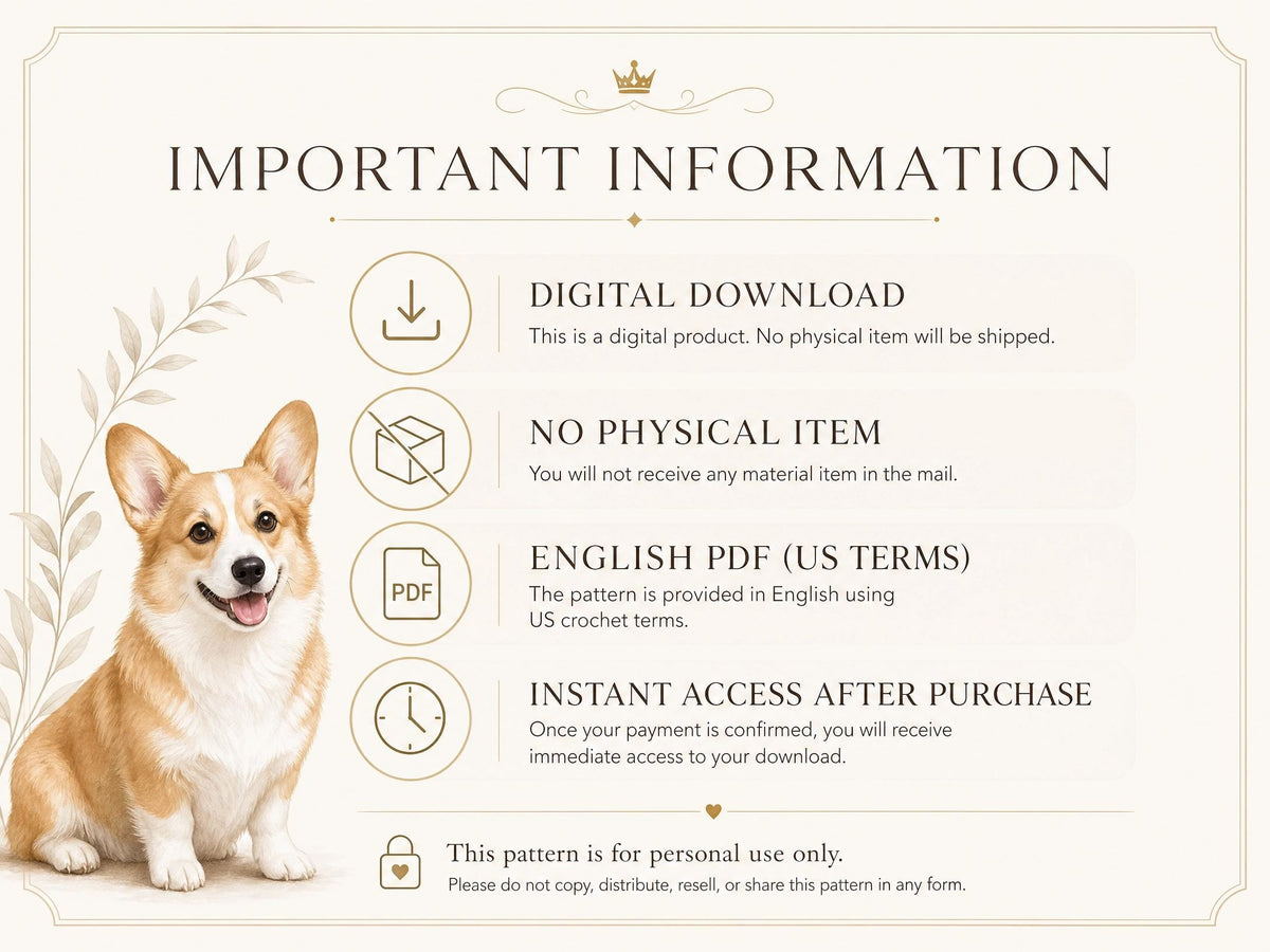 Corgi Amigurumi Crochet Pattern, Intermediate Dog Plushie PDF, Realistic Corgi Toy (Instant Download)