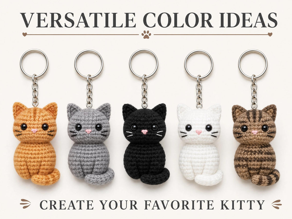Crochet Orange Cat Keychain Pattern | Beginner Amigurumi PDF Download