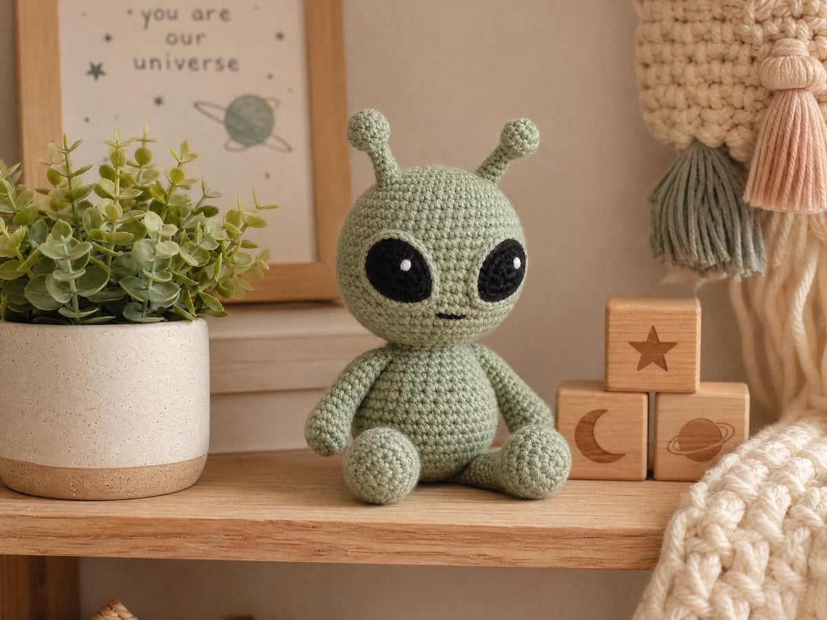 Baby Alien Crochet Pattern | Beginner Amigurumi PDF | Sci-Fi Toy (Digital Download)