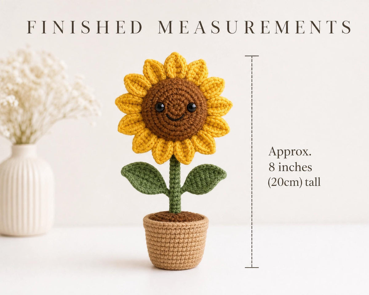 Smiling Sunflower Crochet Pattern | Amigurumi Flower Tutorial (PDF Download)