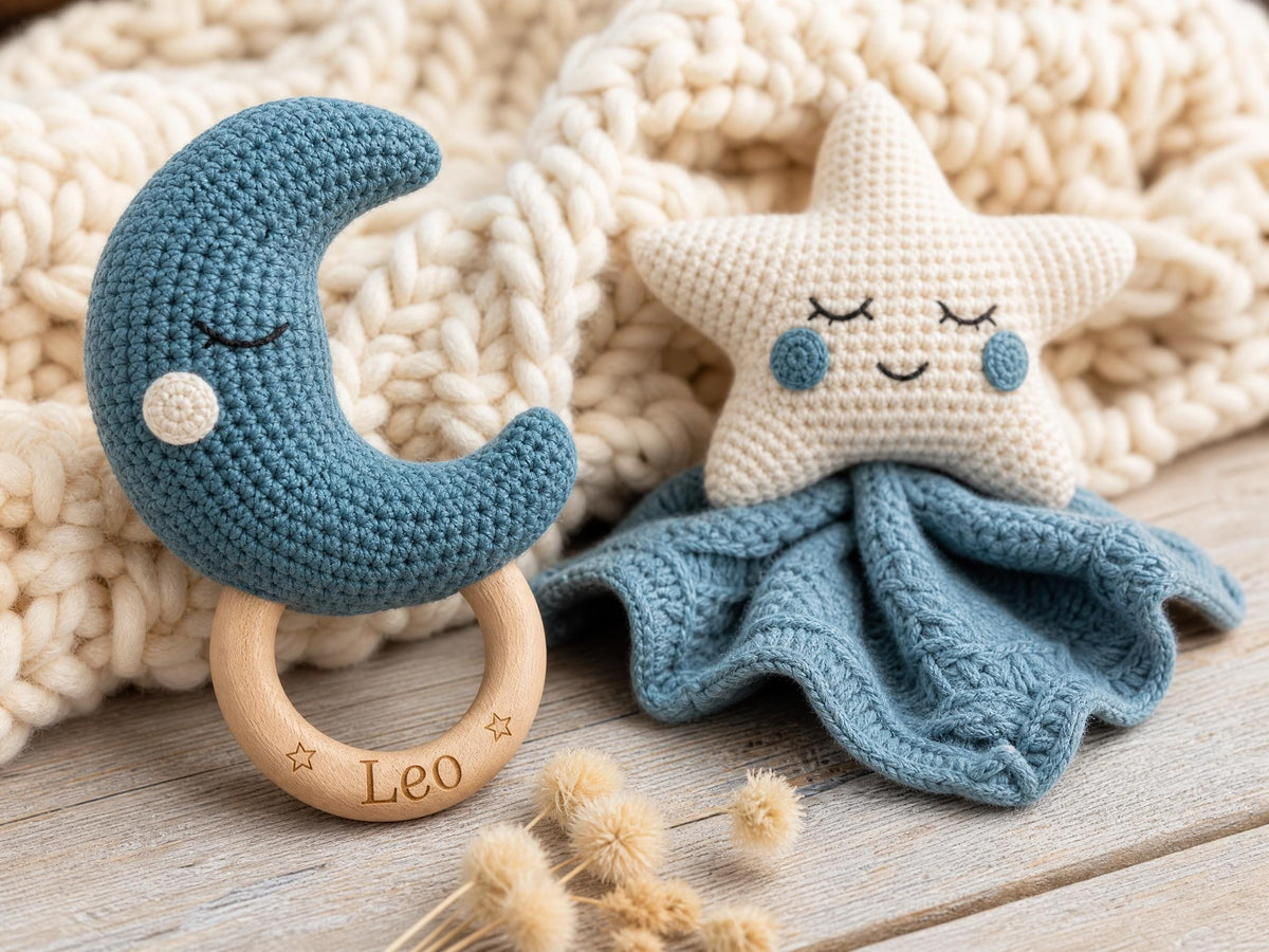 Celestial Baby Set Crochet Pattern | Moon Rattle, Star Lovey (PDF Pattern)