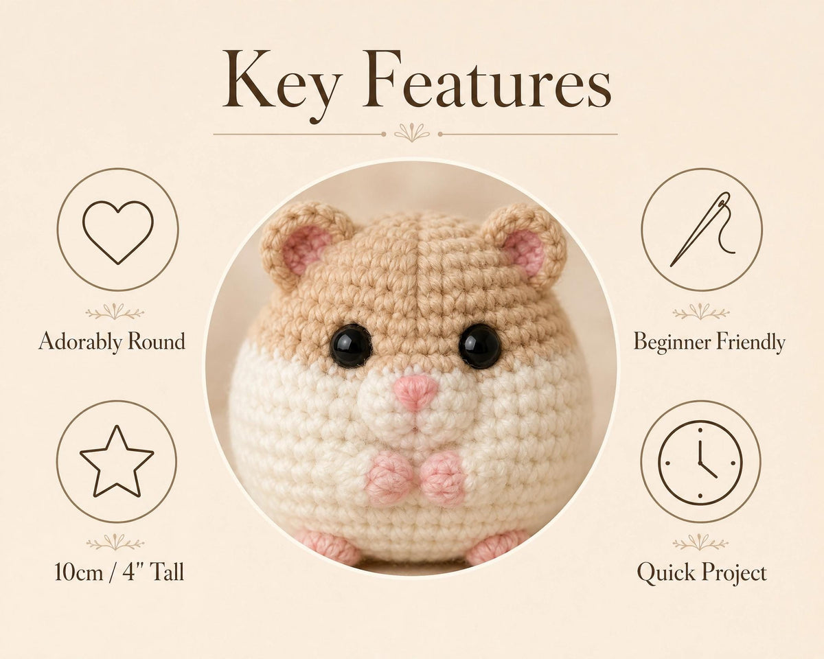 Hamster Amigurumi Crochet Pattern | Easy Beginner Stuffed Animal PDF Download