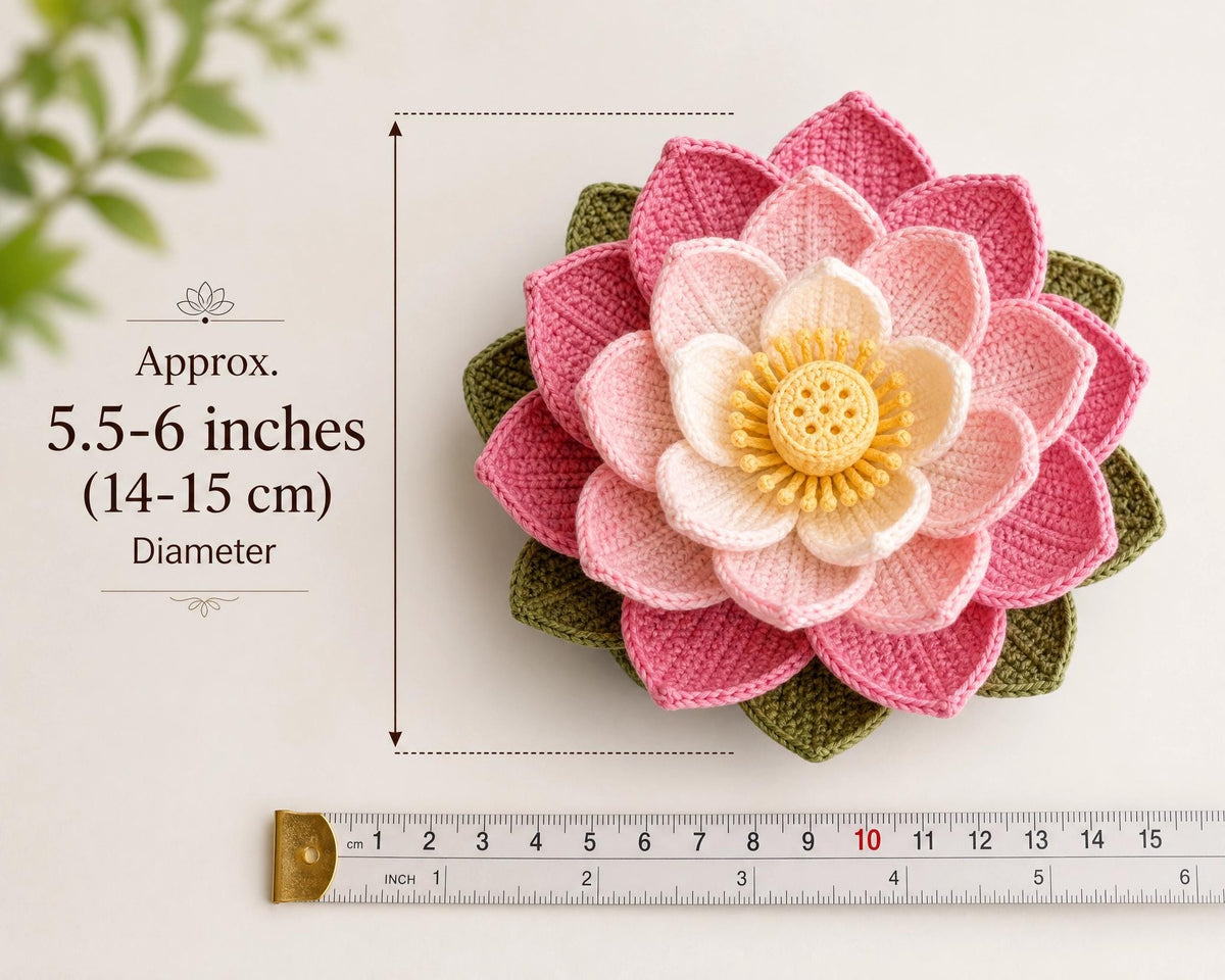 3D Crochet Lotus Flower Pattern | Intermediate Zen Home Decor (Digital Download)