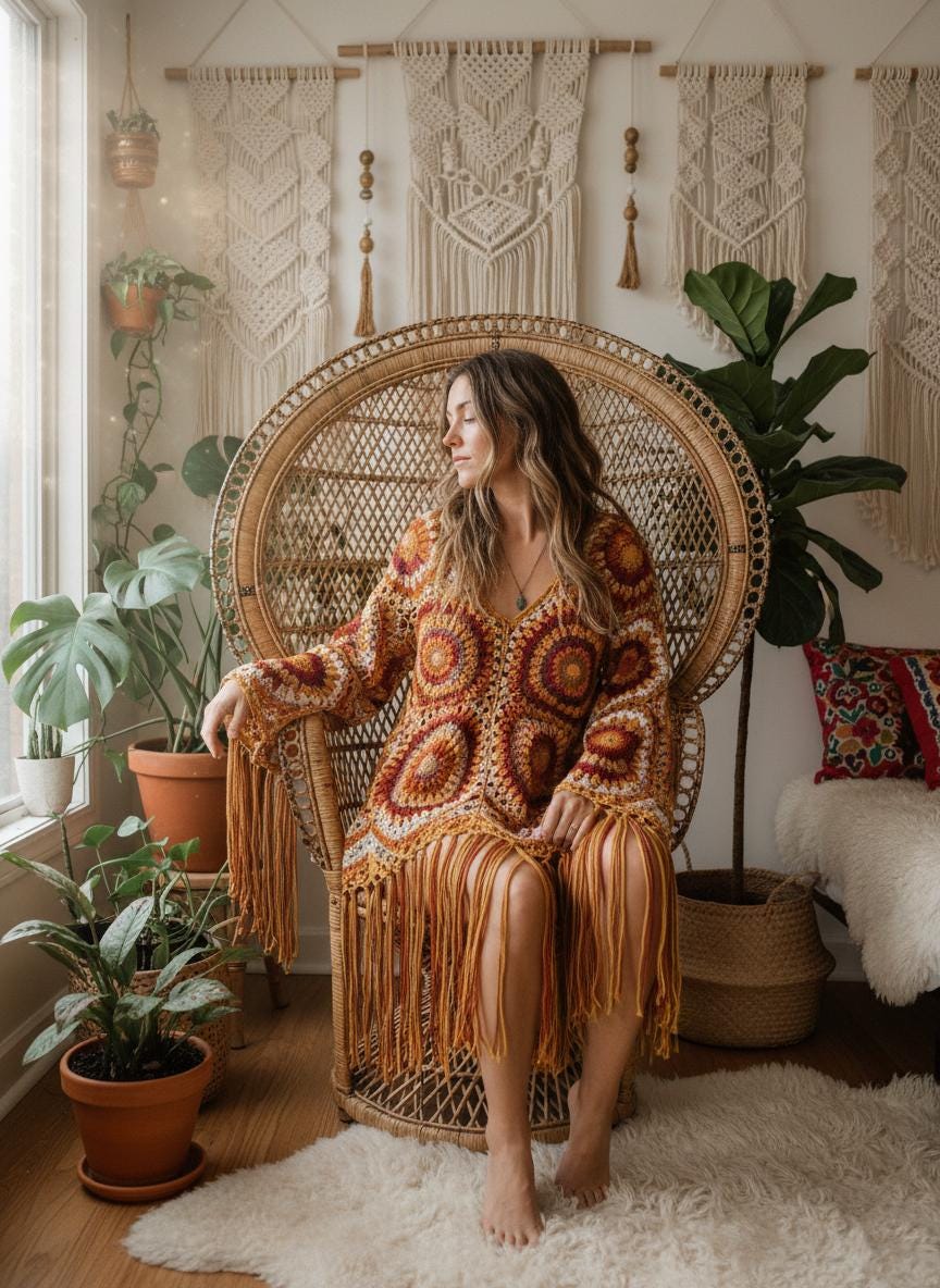Boho Sunburst Halter Top Crochet Pattern – Beginner Friendly PDF (Digital Download)
