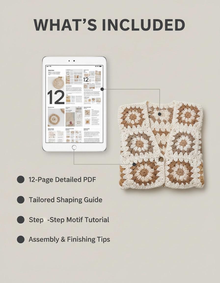 Granny Square Vest Crochet Pattern, Tailored Waistcoat, Button Front Crop Top, Boho Chic (PDF)
