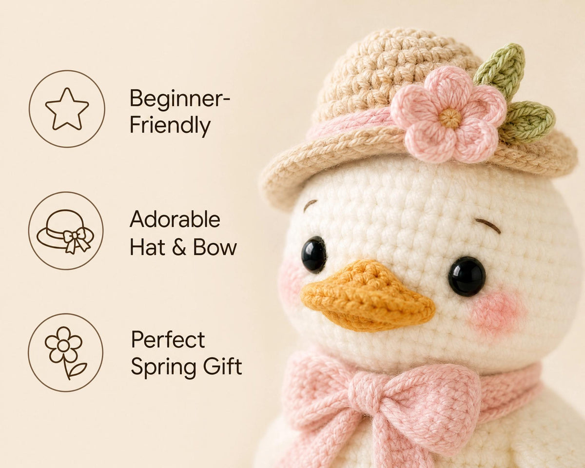 Crochet Duck Pattern PDF - Amigurumi Duckling with Hat Digital Download Easy Beginner Toy Gift