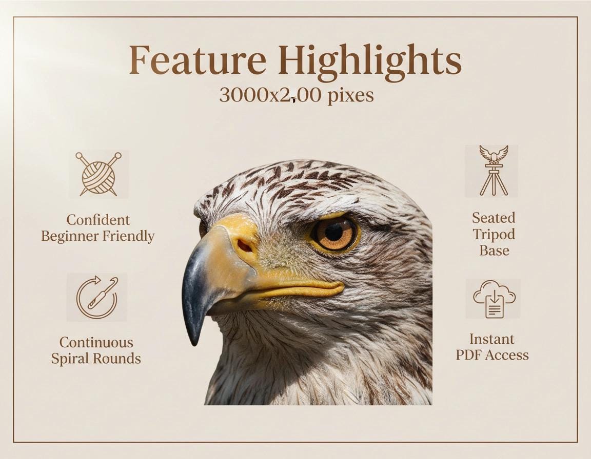 Amigurumi Bald Eagle Crochet Pattern - Stuffed Toy PDF - Confident Beginner Instant Download