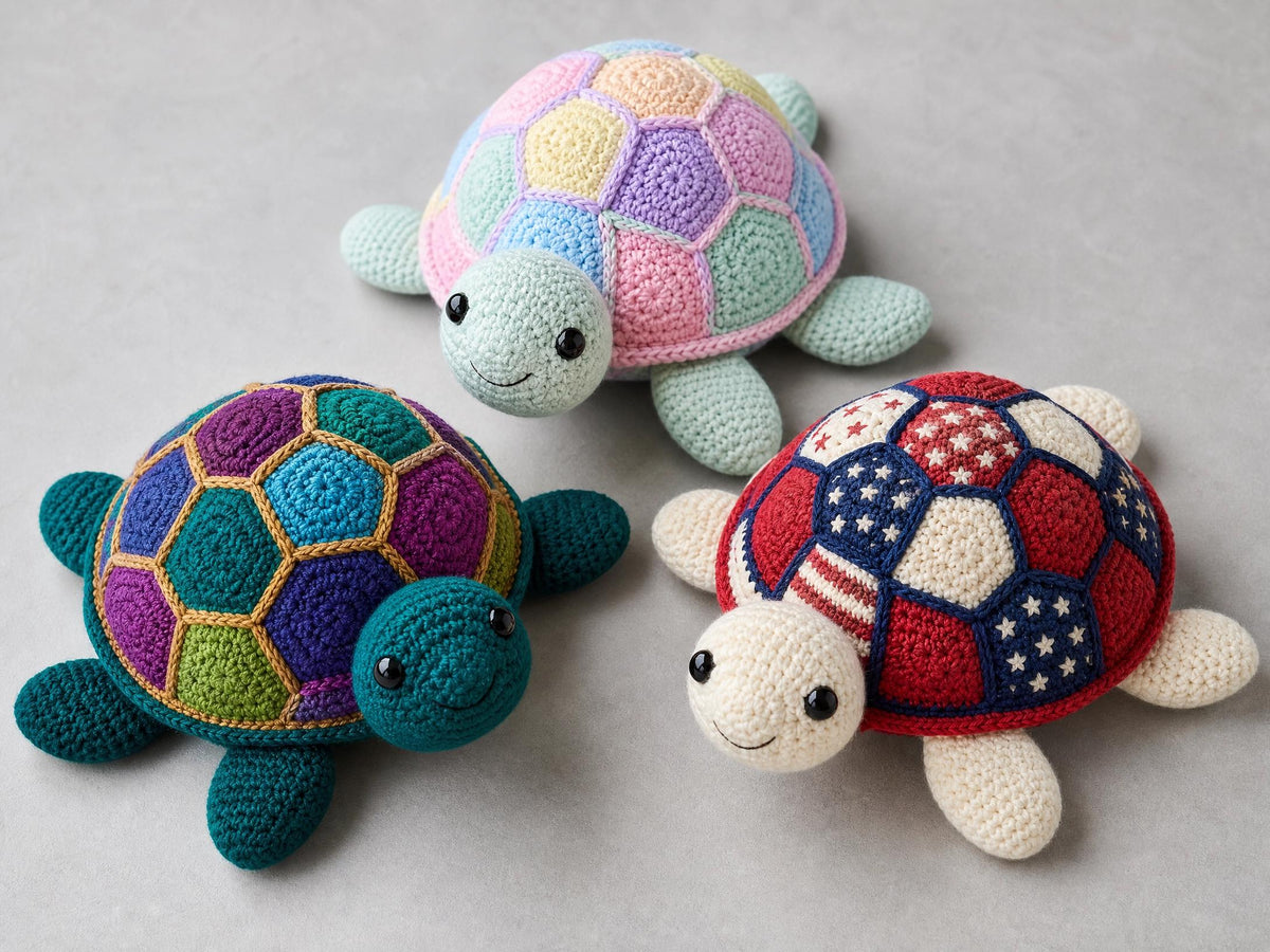 Quilted Patchwork Turtle Crochet Pattern – Amigurumi Plushie Toy (PDF Download)