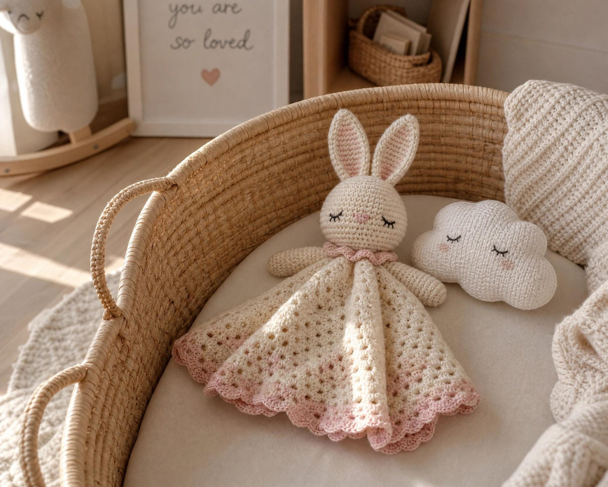 Crochet Bunny Lovey Pattern | Granny Square Baby Security Blanket (PDF Download)