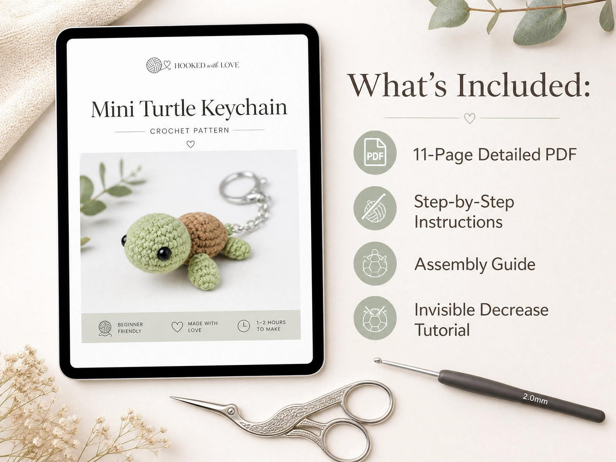 Mini Turtle Keychain Crochet Pattern | Amigurumi Turtle PDF | Beginner Friendly