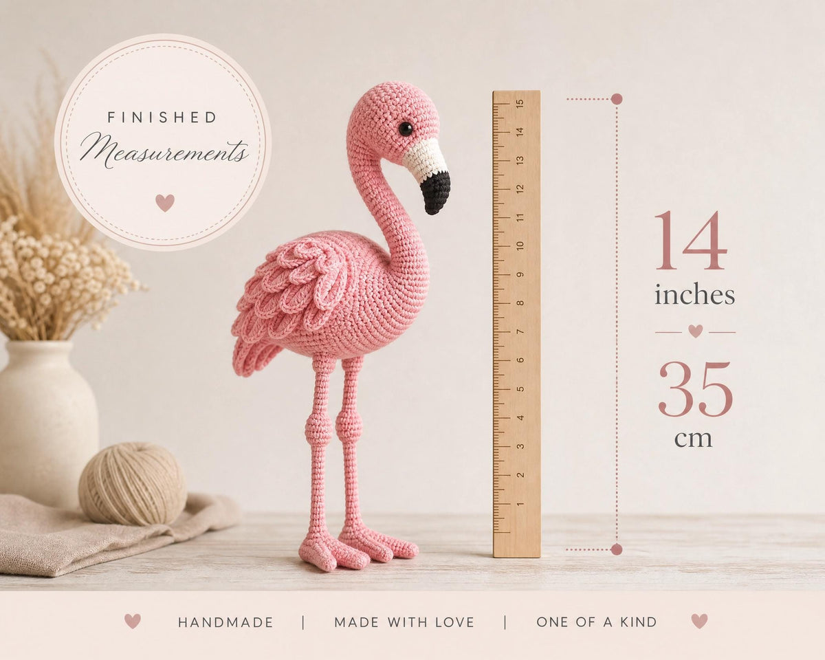 Flamingo Amigurumi Crochet Pattern, Beginner Friendly Standing Bird Plushie PDF, Instant Download