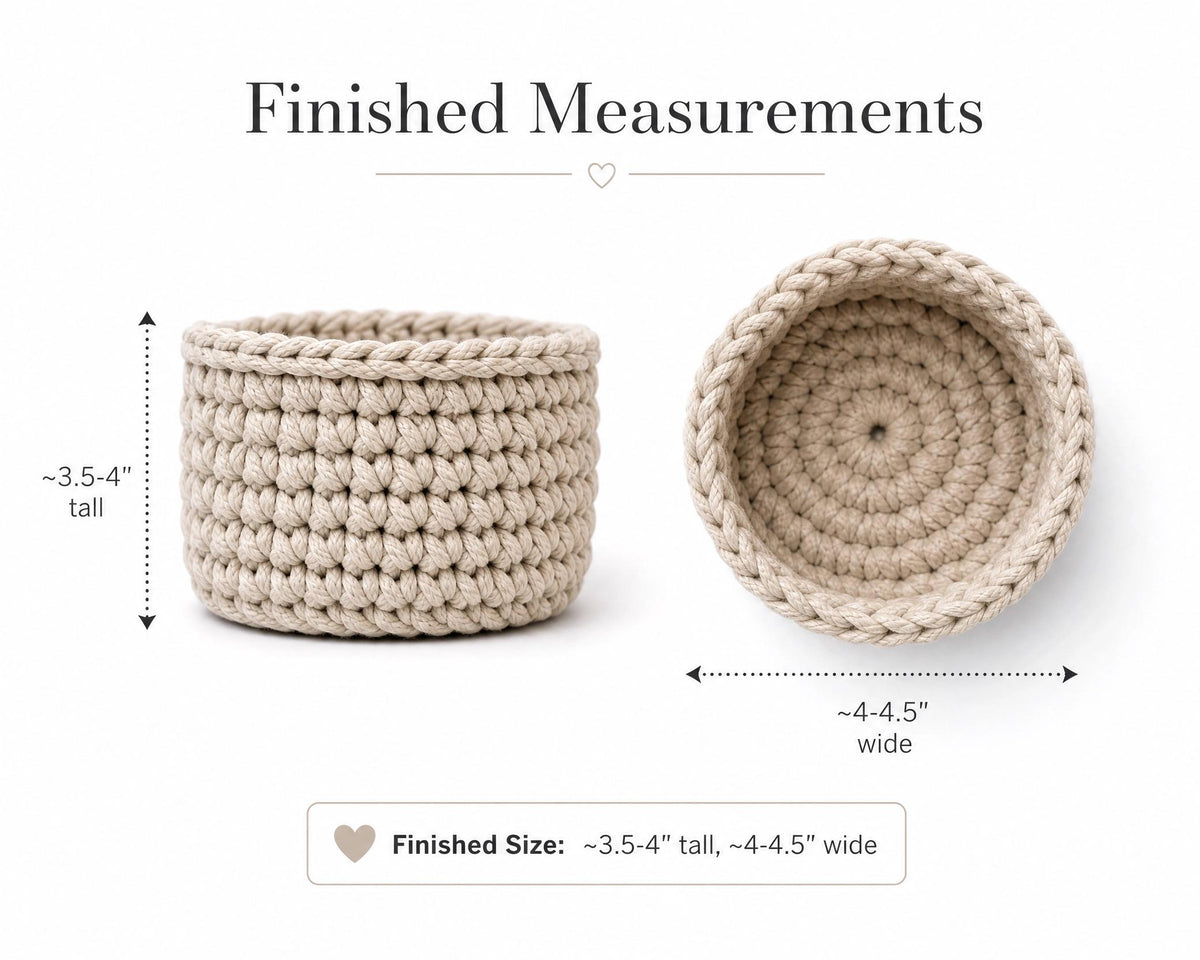 Crochet Basket Pattern | Beginner Friendly Storage, Two-Tone Bow (PDF Download)