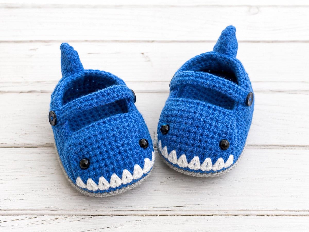 Baby Shark Clogs Crochet Pattern | Beginner Booties, Shark Shoes (Digital PDF Download)