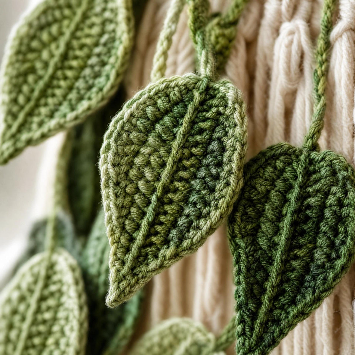 Trailing Leaf Vine Crochet Wall Hanging Pattern - Beginner-Friendly Boho Botanical Decor - Digital PDF