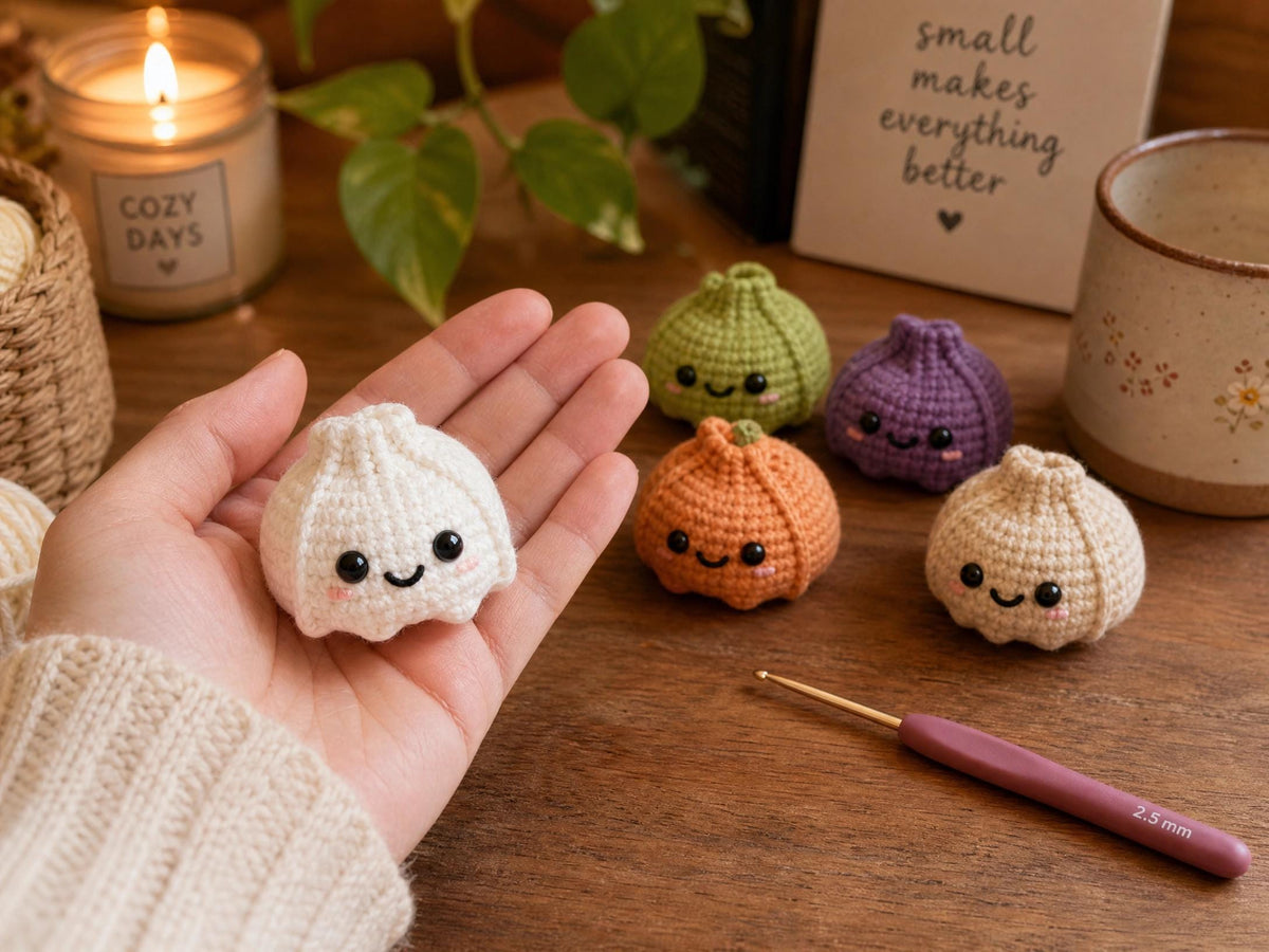 Halloween Dumplings Crochet Pattern, No Sew Amigurumi Food Tutorial (PDF Download)