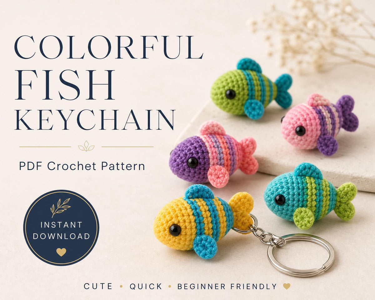 Crochet Fish Keychain Pattern, Amigurumi Mini Plushie, Beginner Friendly (PDF Download)