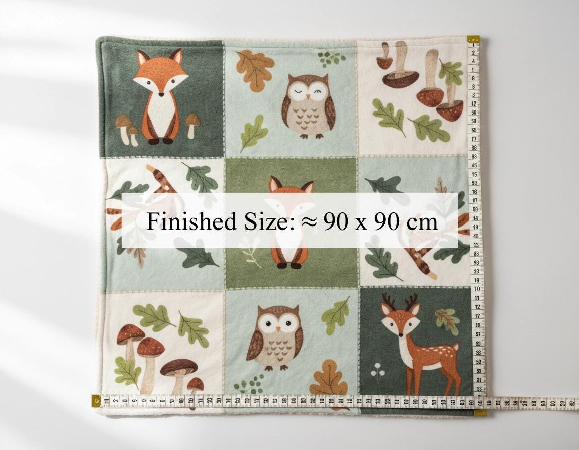Woodland Friends Baby Blanket Crochet Pattern - Fox Bear Bunny Appliqué PDF - Advanced Instant Download