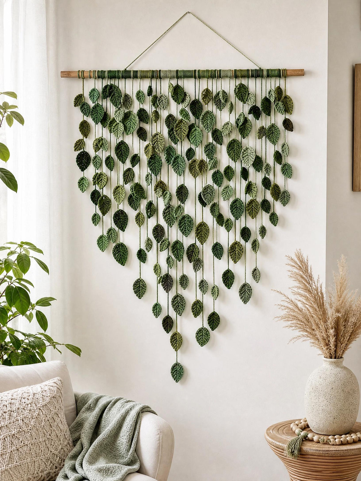 Trailing Leaf Vine Crochet Wall Hanging Pattern - Beginner-Friendly Boho Botanical Decor - Digital PDF