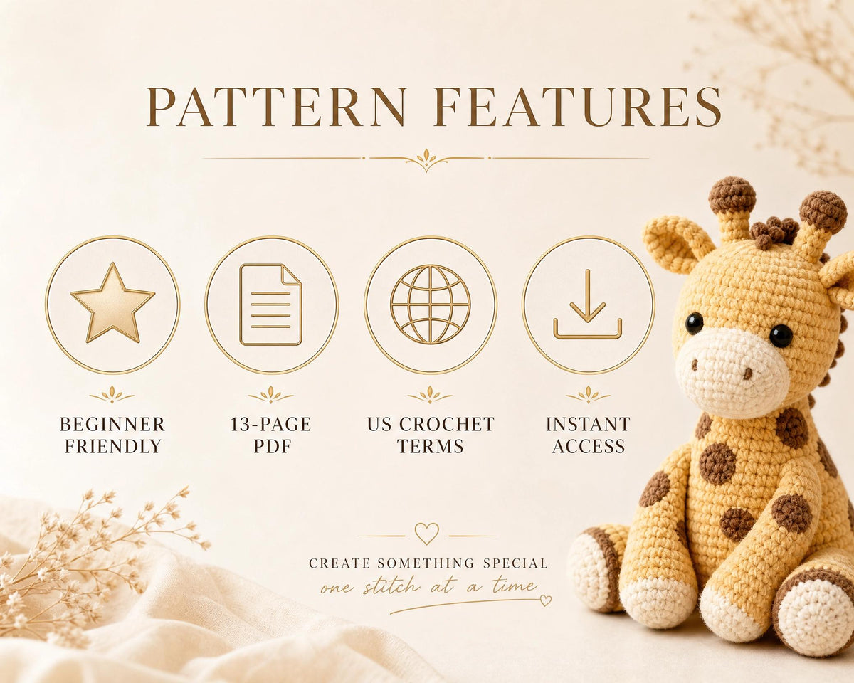 Chubby Giraffe Crochet Pattern | Beginner Amigurumi Plush Tutorial (PDF Download)