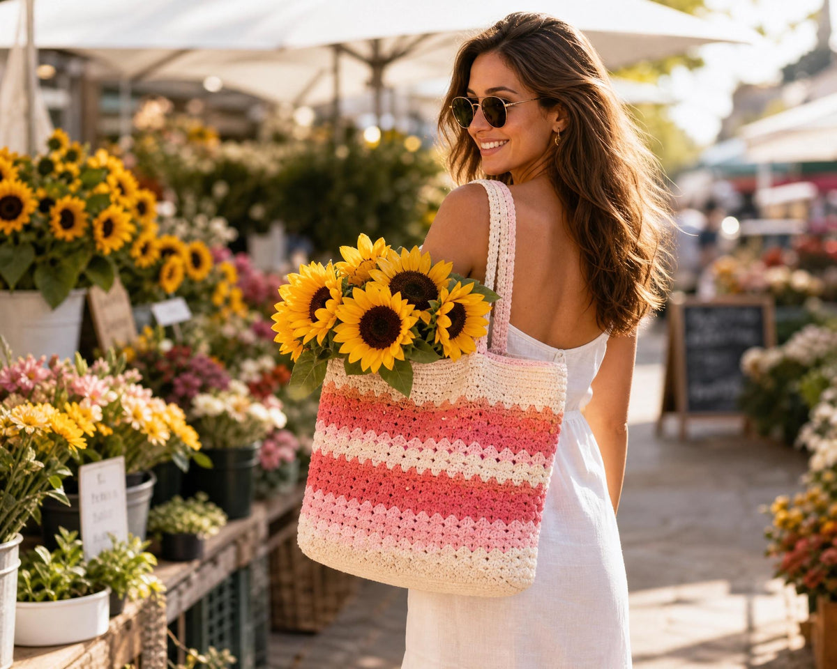 Sunset Granny Square Tote Bag Crochet Pattern PDF (Beginner Edition)