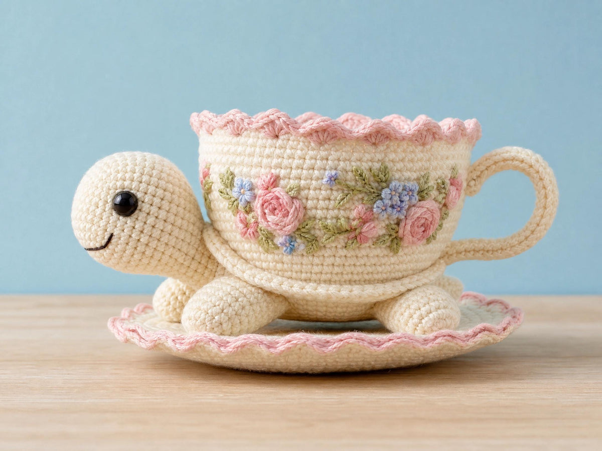 Teacup Turtle Crochet Pattern – Amigurumi Tea Party Toy (PDF Download)