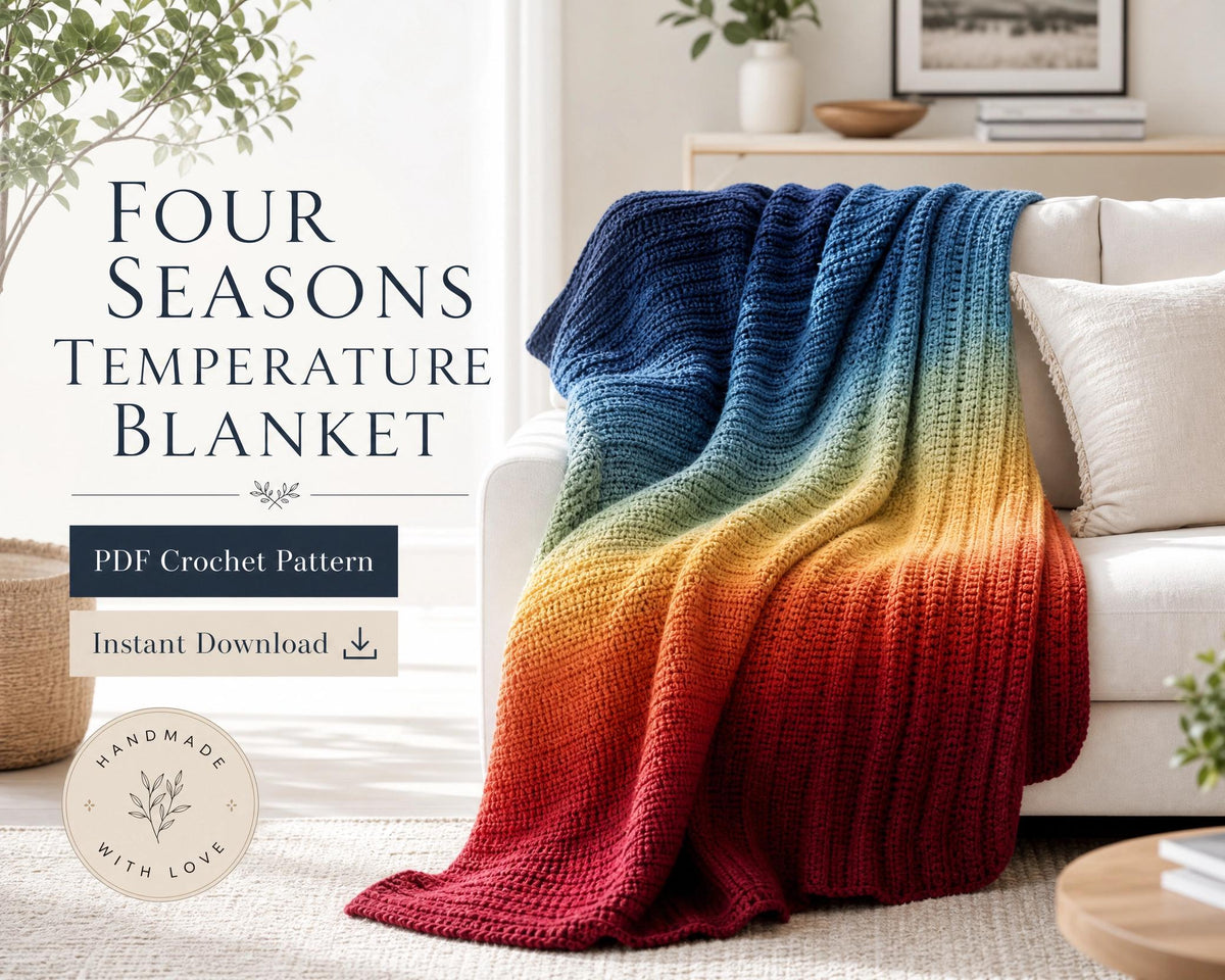 Four Seasons Temperature Blanket Crochet Pattern | Year-Long Gradient Throw (PDF Download)