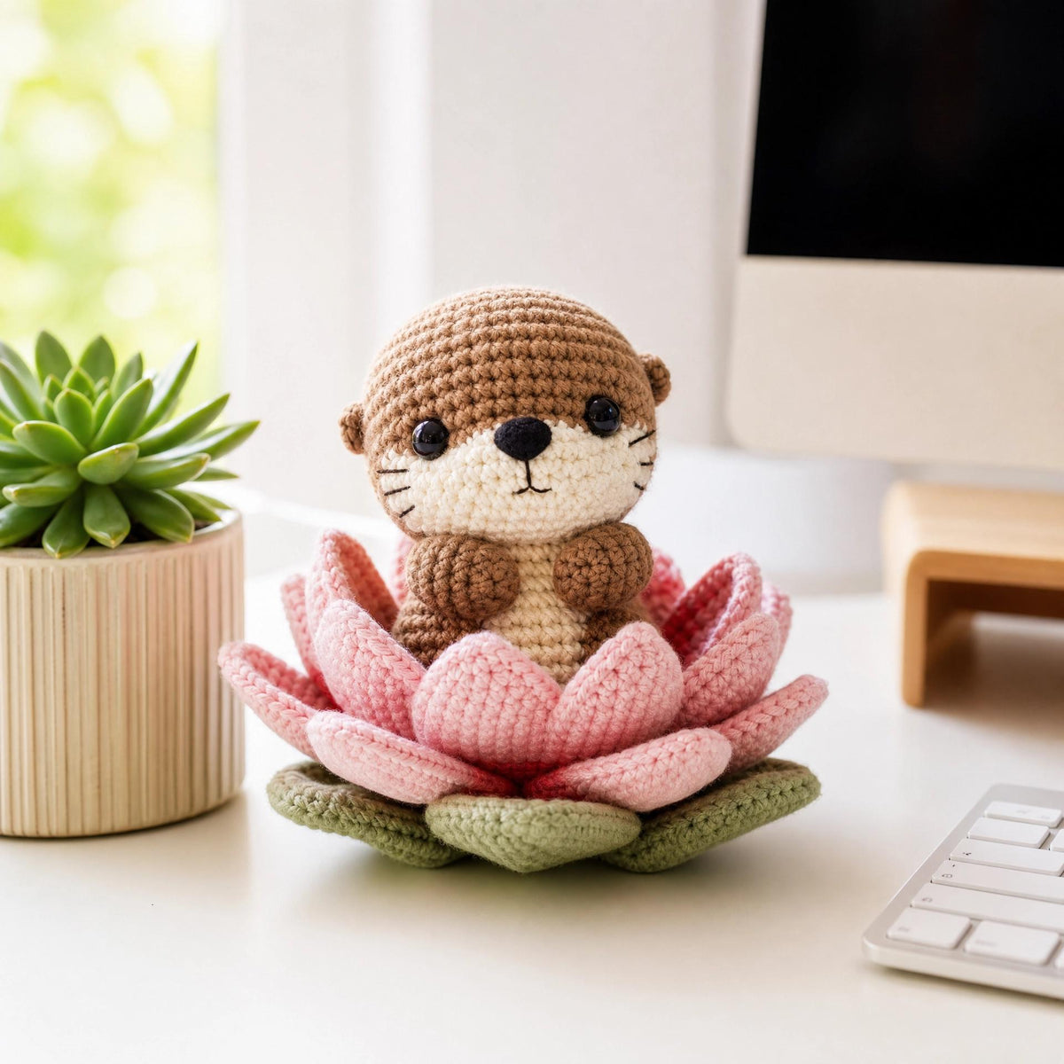 Lucky Lotus Baby Otter Crochet Pattern – Beginner Amigurumi Toy (Digital Download)