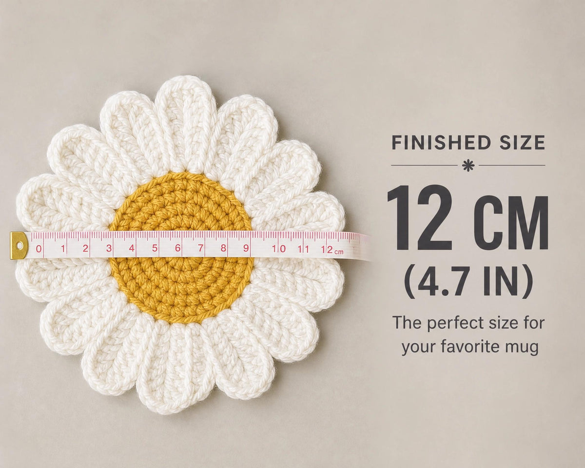 Daisy Coaster Crochet Pattern – Beginner Flower Coaster PDF (Instant Download)