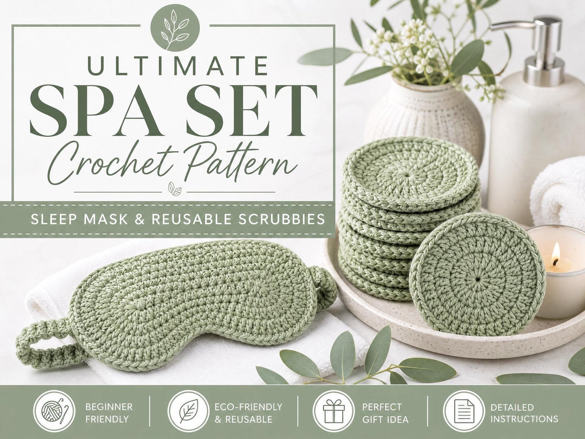 Crochet Spa Set Pattern | Sleep Mask, Face Scrubbies (PDF Download)