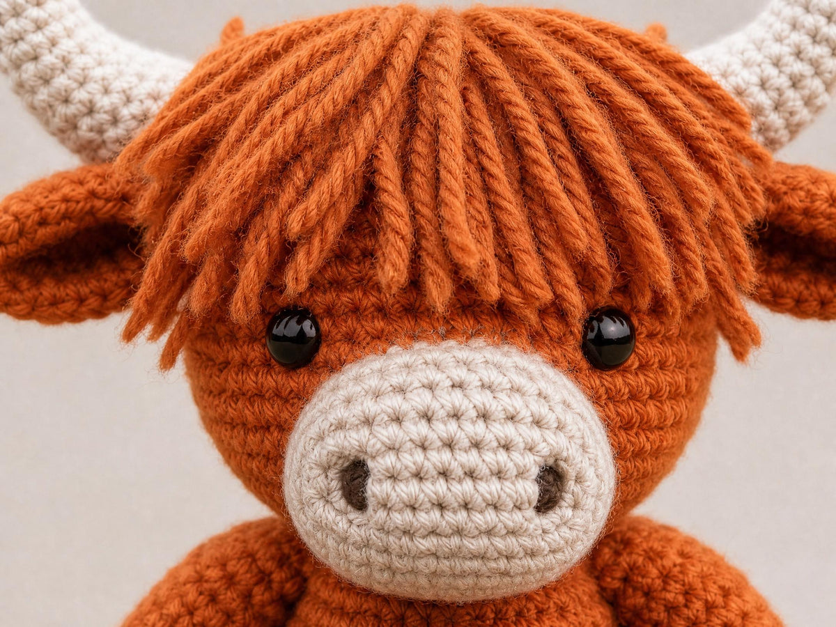 Highland Cow Crochet Pattern | Amigurumi Farm Animal PDF (Instant Download)