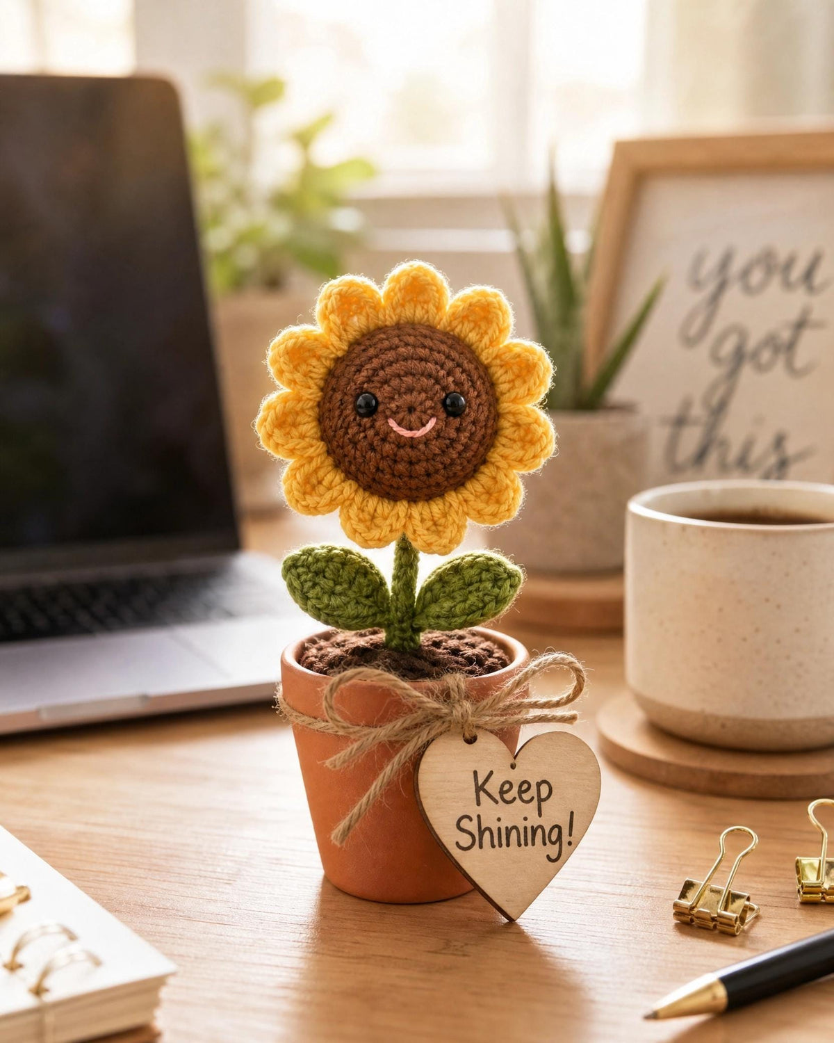 Sunflower Crochet Pattern | Beginner Amigurumi Flower Pot DIY (PDF Download)