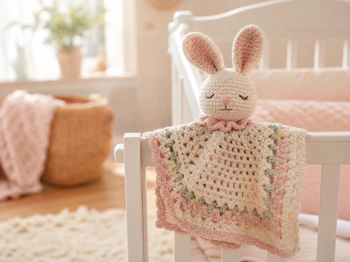 Crochet Bunny Lovey Pattern | Granny Square Baby Security Blanket (PDF Download)