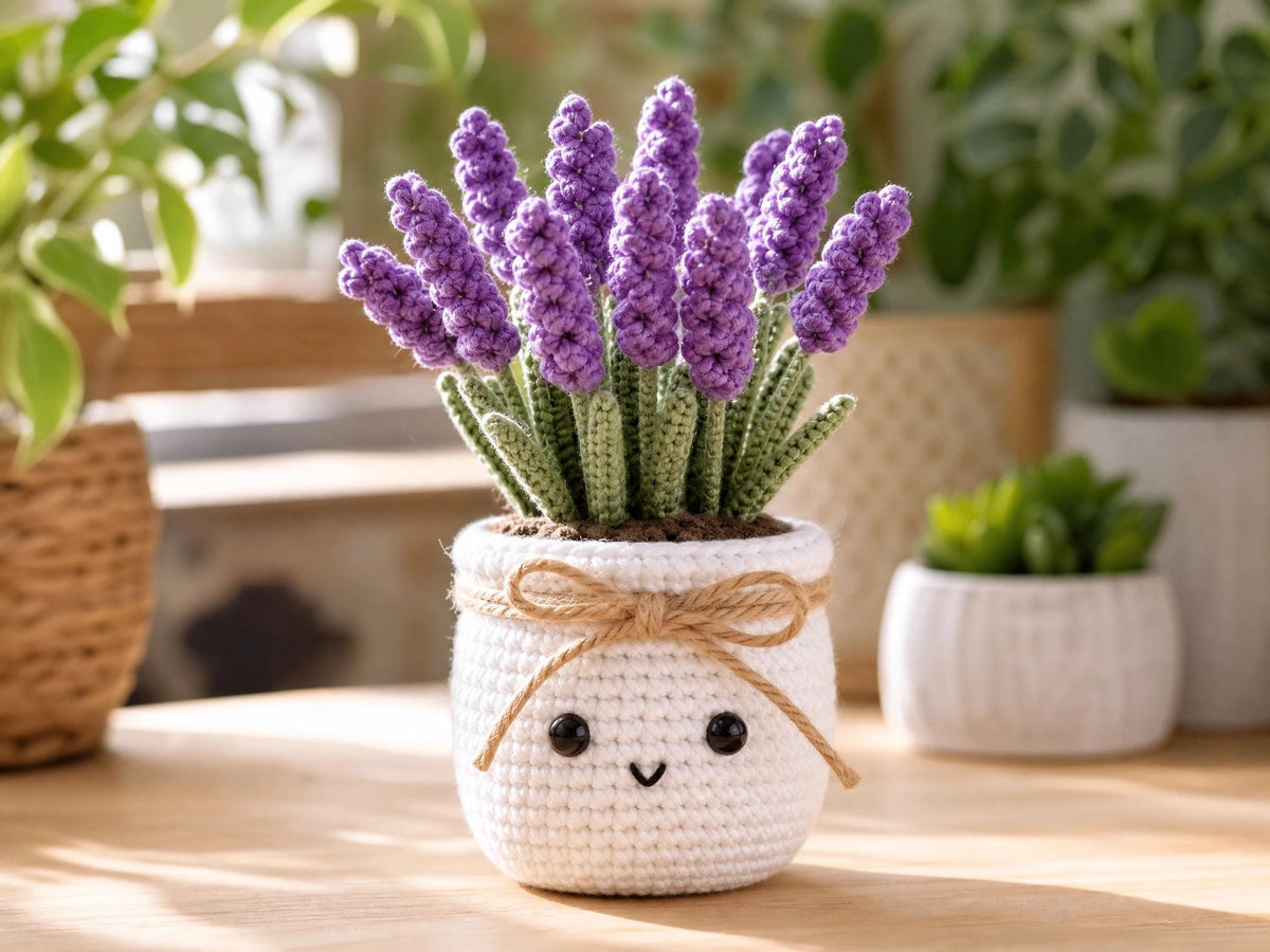 Crochet Potted Lavender Pattern | Amigurumi Flower PDF Tutorial (Beginner Friendly)
