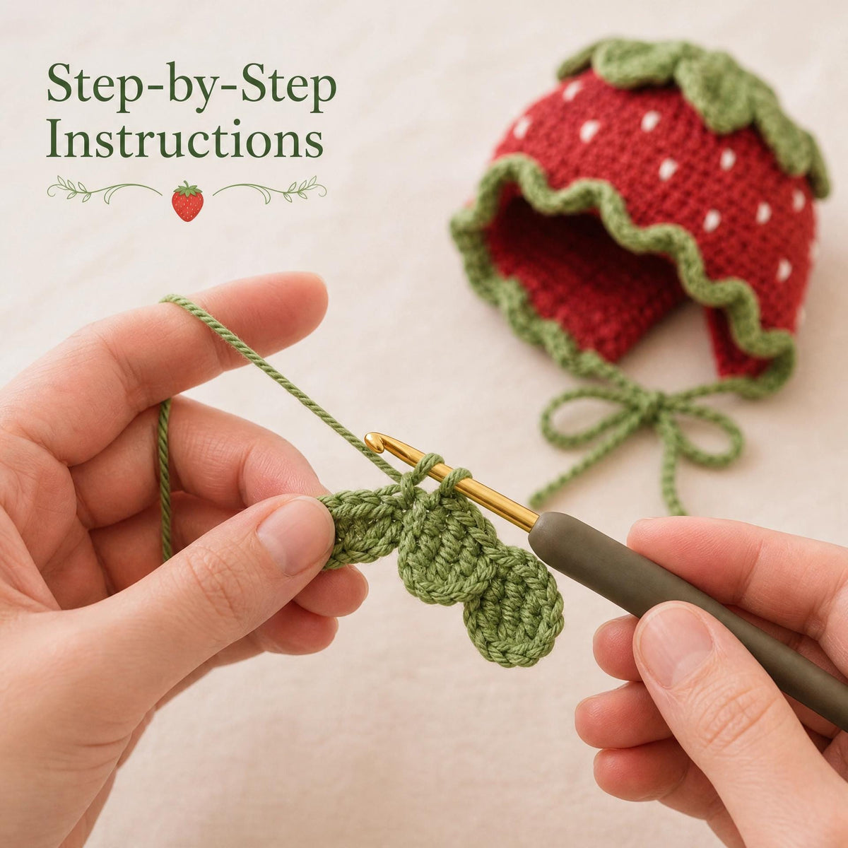 Strawberry Baby Crochet Set Pattern – Bonnet, Diaper Cover, Booties (Digital PDF)