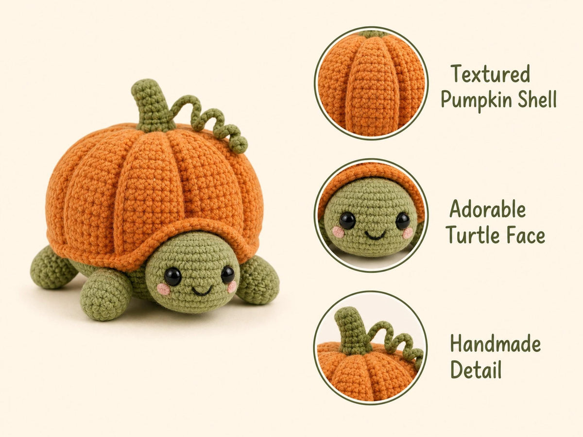 Turtle Pumpkin Crochet Pattern | Beginner Amigurumi PDF | Fall Decor