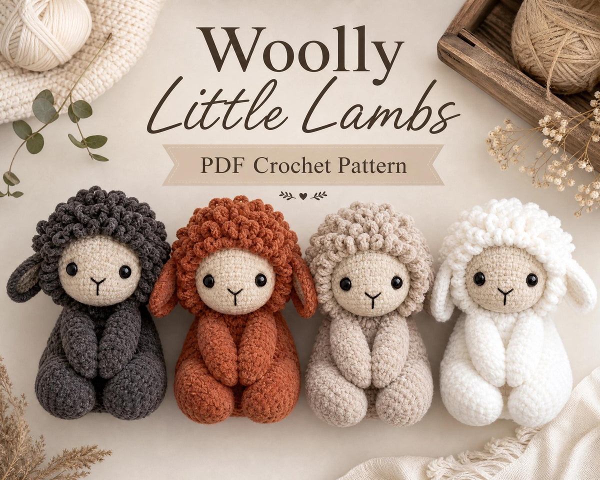Woolly Little Lambs Crochet Pattern, Chenille Amigurumi Lamb, Advanced Beginner PDF