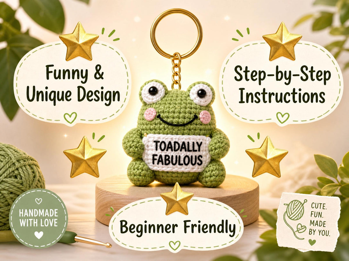 Funny Frog Keychain Crochet Pattern | Amigurumi Googly Eyes (PDF Download)