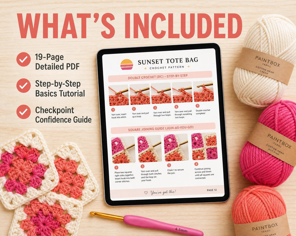 Sunset Granny Square Tote Bag Crochet Pattern PDF (Beginner Edition)