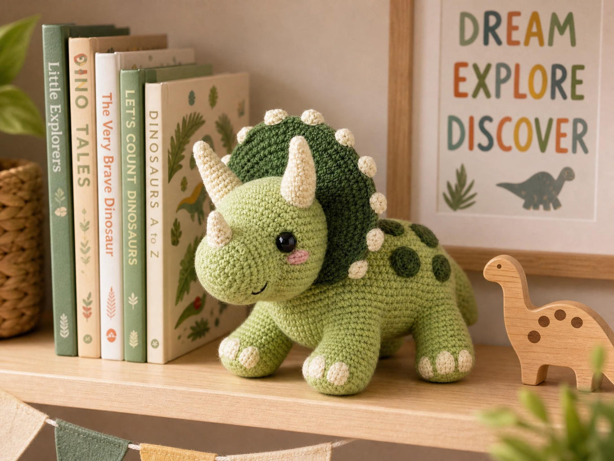Triceratops Amigurumi Crochet Pattern | Intermediate Dino PDF Toy Tutorial