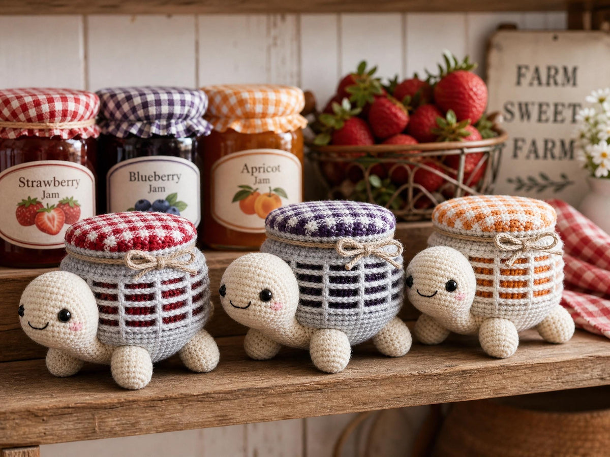 Amigurumi Turtle Crochet Pattern – Jam Jar Design, Beginner Friendly PDF (Digital Download)